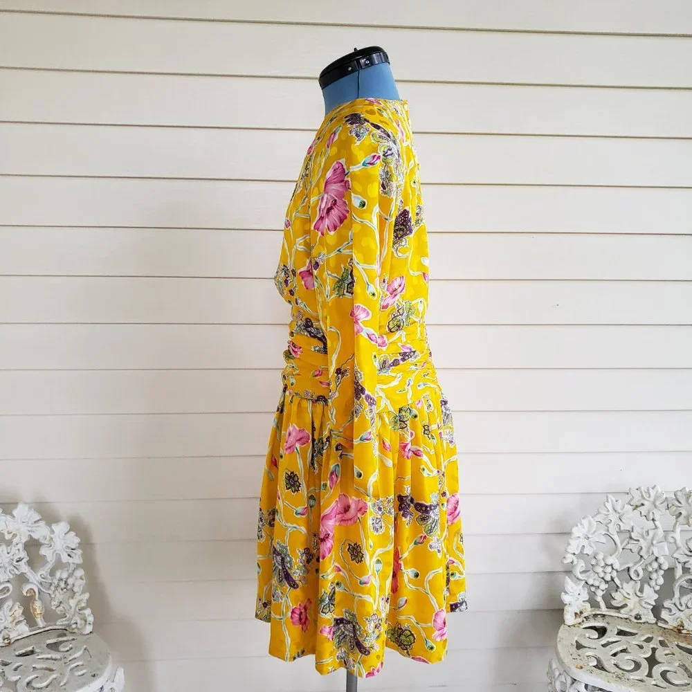 Vintage 80s/90s Luciano Choi 100% Silk Dress with matching scarf - Picture 9 of 15